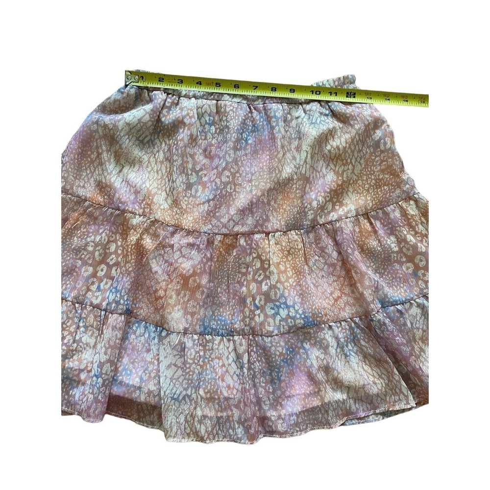 BB Dakota Women’s Small Dreaming of Waves Tiered Skirt Pink Leopard - Picture 3 of 5